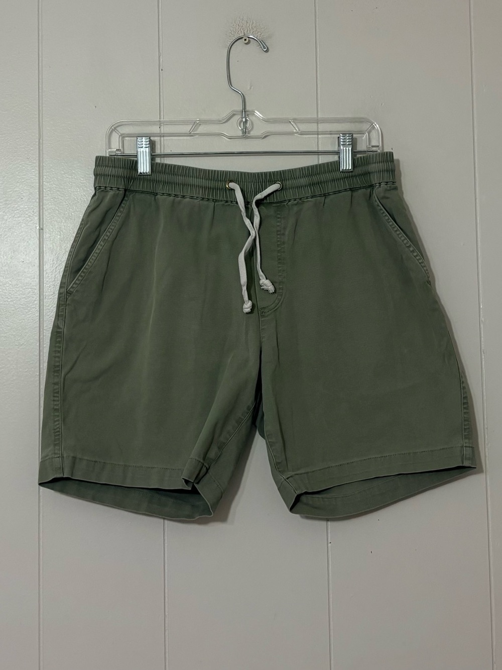 Marine Layer 6β Saturday Beach Shorts Menβs M Olive Green Drawstring